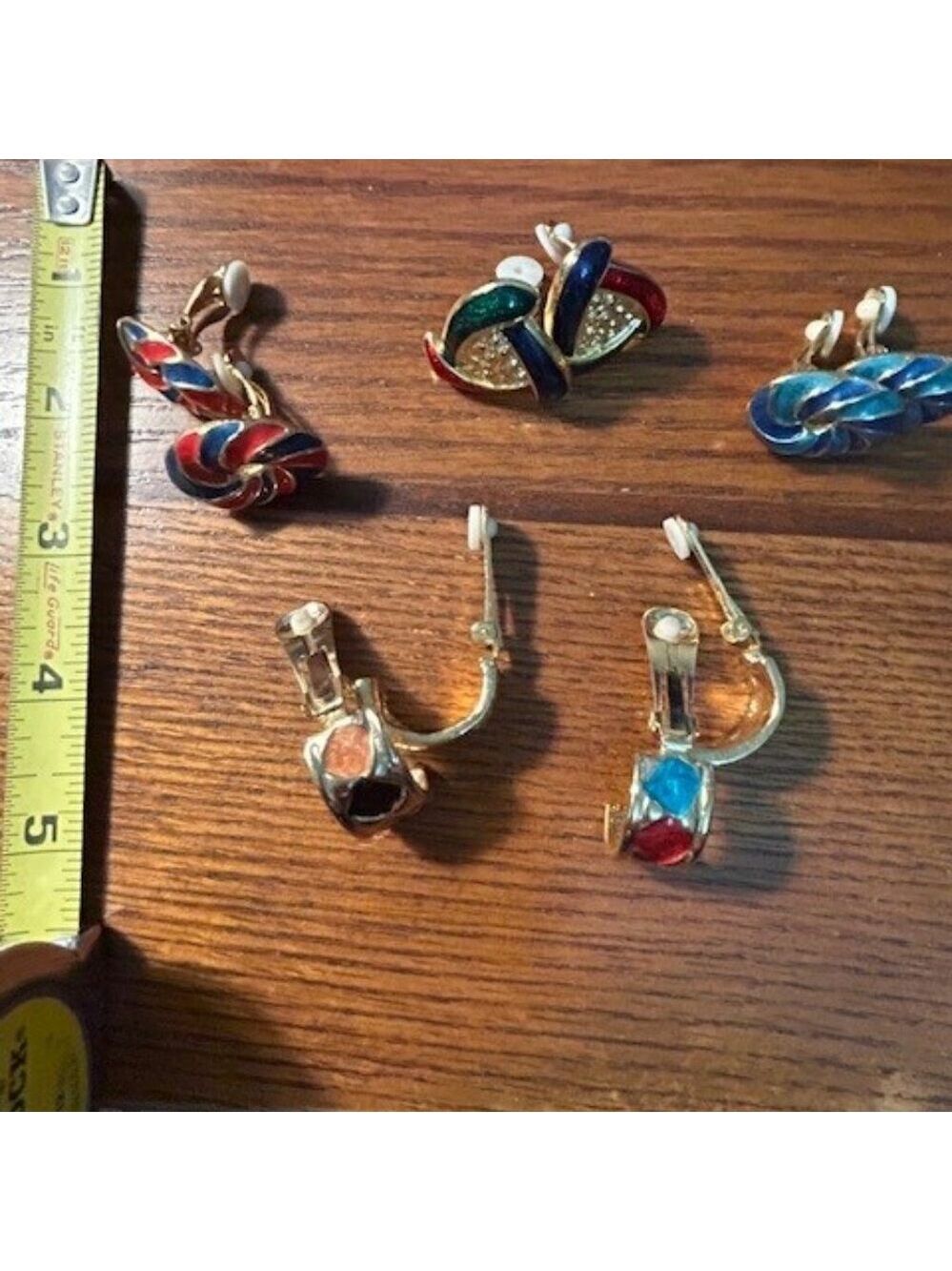 5 Pair of beautiful, colorful, clip earrings - Picture 7 of 10